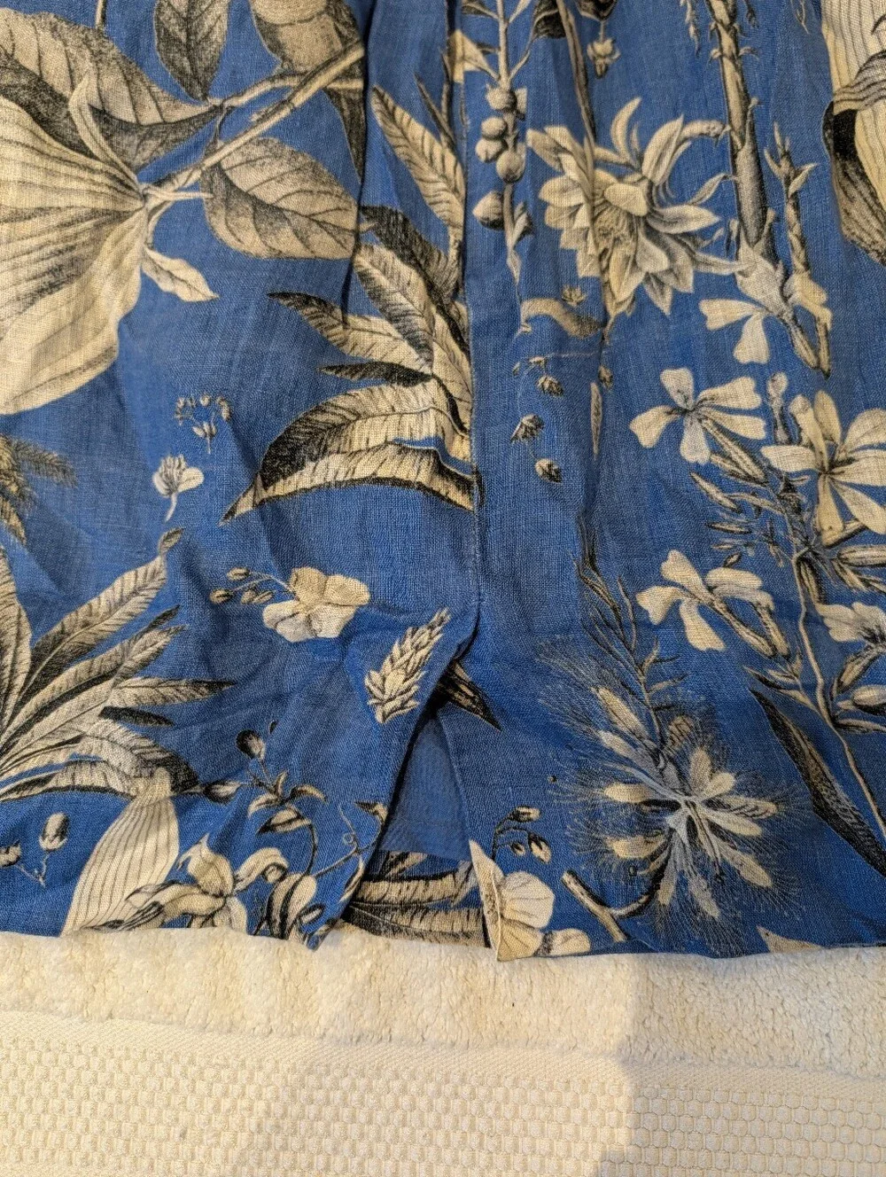 J.Crew Ratti Tropical Toile 100% Linen Pull On Skirt Blue Aviary XXS